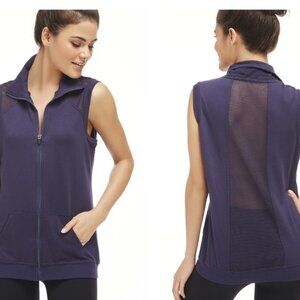 Fabletics Temecula Vest Effortless Style Knit Zip Front Sleeveless Vest L Blue